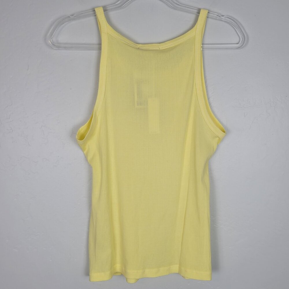 James Perse Size 4 Ribbed Tank Top Cami Cotton Lycra Yellow NWT - Picture 4 of 12